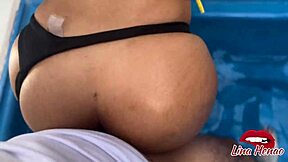 young girl in pool begs for cock and cum filling