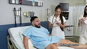 Sexy brunette medics test hard cock in hospital 4some. Their hardcore skills impress every patient.