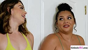 white babe facesitting busty ebony lesbian for muff diving and 69