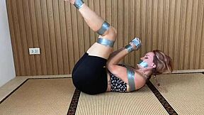 horny girlfriend tied up for vibrator punishment in garage