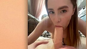 i'm sucking stepsister's dildo and fingering my ass close up