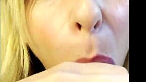Petite blonde gives intense pov blowjob to stepfather
