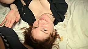 First time cum on her cute face—did she love it?