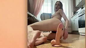 i'm sucking stepsister's dildo and fingering my ass close up