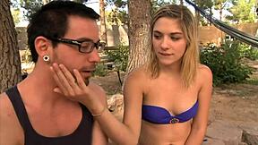 Blonde teen Lia Lor fucked doggy outdoors