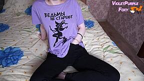 Petite Student Teases Tits to Intense Orgasm