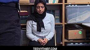 Busty foreign teen Ella Knox rough fucked in guard's office?