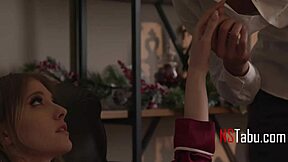 pale hotwife asking her husband for some christmas fun with friends