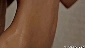 teen babe sucks and licks balls for rough action.