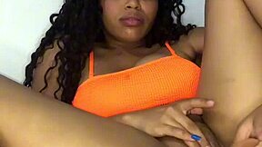 young latina masturbates with dildo, her wet pussy dripping