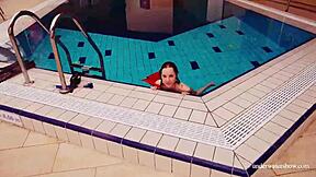 Sexy Naked Avenna Swims Nude in Pool Showing Tight Twat.