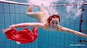 Sexy Naked Avenna Swims Nude in Pool Showing Tight Twat.