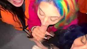 Girls surprised a guy with a sudden blowjob on a boat.