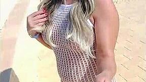 i love wearing this transparent dress with no underwear in public, feeling so sexy and slutty outdoors.