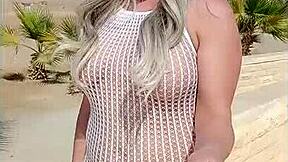 i love wearing this transparent dress with no underwear in public, feeling so sexy and slutty outdoors.