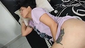 Daily sex with fourth-floor Latina ends in cock-sucking and cowgirl pounding in Spanish porno