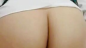 Mexican teen in uniform masturbates hard for real amateur creampie.