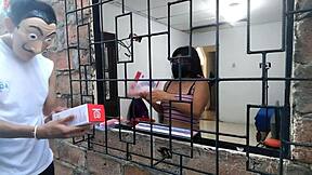 Pretty Canadian student offered sex toys by salesman masturbates in lingerie. Huge ass shaking