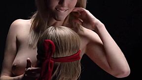 lucky dude spies on two sweet teenies in a steamy licking show