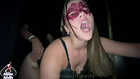 Whore wife's glory hole action shocks husband watching!