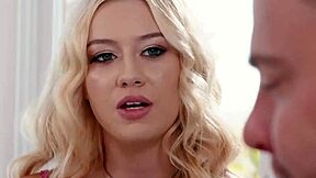 busty blonde petite masseuse covers herself in nuru gel and rubs tiny body on client