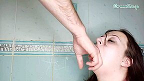 how deep can you throat this Russian slut for cum and gagging mess?