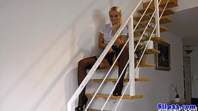 Classy Euro teen bent over—wanna see old man eat me out?