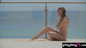 ukrainian teen kate chromia strips on balcony