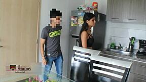 Stepsister sees stepbrother jerking off and offers to help