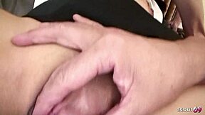 Asian nerd secretary lured into anal and double penetration in a steamy office MMF threesome.