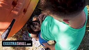 This hide and seek game turns into a lesbian 4some in the bath with tiny pussies