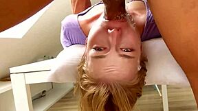 sexy blonde teen 18+ used for brutal face fuck, heart racing upside down