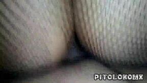 My cousin's rocking red stockings, showing off her petite ass and tits!