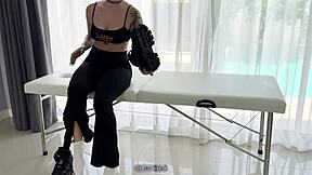 Oil massage turns into intense foot fetish play.