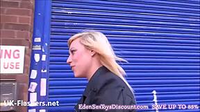 Sexy Blonde Axa Jays Flashing Boldly In Public Outdoor Scene