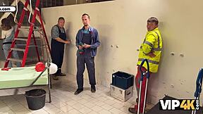 teen hits multiple orgasms as boss pounds her at work