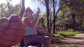 Exhibitionist Brunette Seduces Milf for Public Park Fuck and Facial.