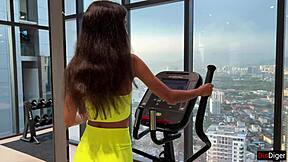 that fit girl fucking after gym loving cum on her face