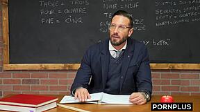 Uh, teacher's pet ridin' cock for that easy A, ya feel?