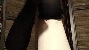 i'm so horny in my pantyhose, can't stop touching my big tits