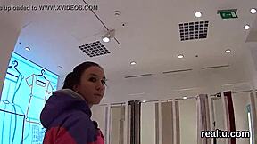 Flawless Czech teenie teased at supermarket for POV action.