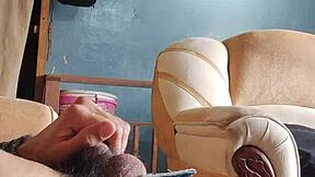 uhh, can't stop jerking my cock in living room