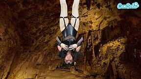 Hot amateur teen in bat costume masturbates to epic orgasm