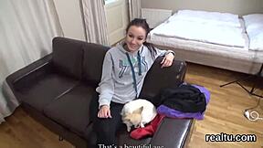 Flawless Czech teenie teased at supermarket for POV action.