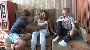 Leighton in perverted whore fantasy with shaved pussy and cumshot!