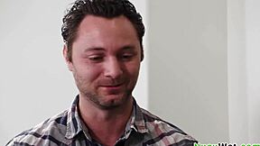 Teen brunette masseuse Brad Sterling and Xxlayna Marie in naked nuru session