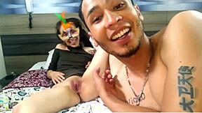 Beautiful skinny girl thin waist jumps on my dick