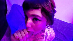 Cute Alt Teen 18+ Bangs Lucky Guy, Mouth Filled with Creamy Cum in Hot Preview!