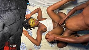 Ebony Girlfriend Has Hardcore Missionary Sex With Step Brother