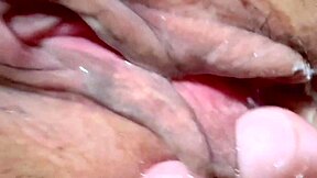 Amateur Asian pink pussy drilled 106 days post-virginity in close-up.